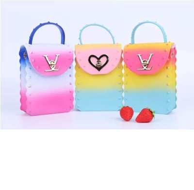 Fashion Color Gradient Jelly Rivet Frosted One-Shoulder Messenger Portable Mobile Phone Bag