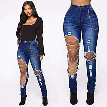 Women's Jeans With Ripped High Waist Stretch Leggings