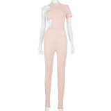 Irregular One-Piece Breast Wrap Suit With Exposed Waist Right