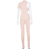 Irregular One-Piece Breast Wrap Suit With Exposed Waist Right