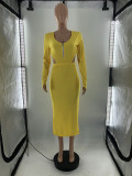 Pure Color Fashion U-Neck High Elasticity Dress