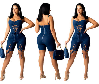 Sexy Jumpsuit With Strappy Sling And Zipper