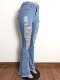 Frayed Slim Sexy Flared Jeans