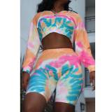 Printed Tie-Dye Long-Sleeved Fashion Casual Two-Piece Suit