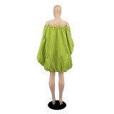 Loose Short Skirt Solid Color Strapless Dress