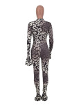 Sexy Tight-Fitting Printed Long-Sleeved Jumpsuit