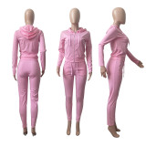 Hooded Trousers Zipper Sports Two-Piece Suit