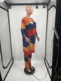 Tie-Dye Printing Loose Oblique Shoulder Irregular Two-Piece Suit