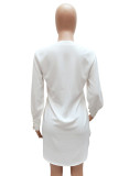 V-neck Single-Breasted Slim Long-Sleeved Dress