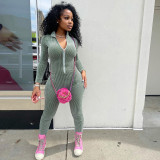 High-Neck Sportswear Casual Tight Sexy Jumpsuit