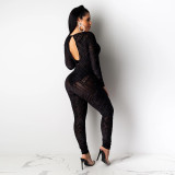 Sexy Hollow Mesh See-Through Strapless Slim-Fit Jumpsuit