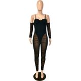 Sexy Nightclub Suspender Mesh Jumpsuit