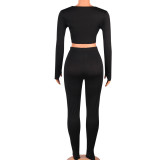 Casual Leggings Sexy Sports Suit With Split Legs