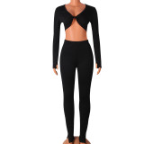 Casual Leggings Sexy Sports Suit With Split Legs