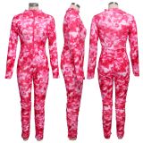 Fashion Sexy Deep V Tie-dye Women's Jumpsuit