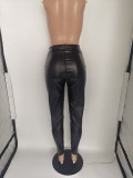 Autumn And Winter Clothes Solid Color Leather Pants