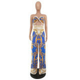 2021 Summer New Fashion Hollow Sexy Print Jumpsuit