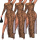 New Single-sleeve Sexy Mid-waist Open Leopard Print Dress