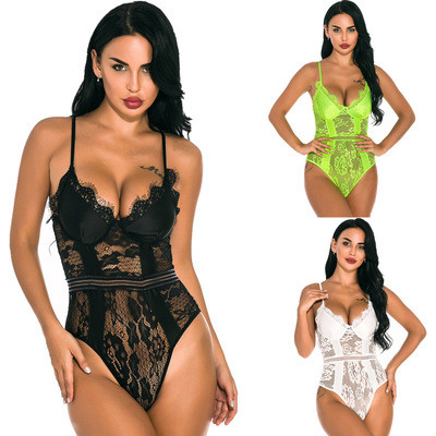 Sexy Lingerie Lace Concealed Buckle Open-file Bodysuit