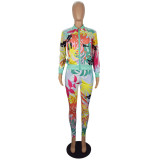 Autumn And Winter New Style Personalized Floral Print Sports Suit