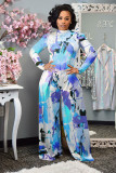 New Style Long-sleeved T-shirt, Wide-leg Pants, two-piece Watercolor Print