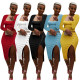 Solid Color Square Neck Slim Sexy Slit Dress Long Sleeve Two-piece Suit