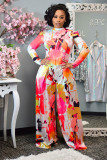 New Style Long-sleeved T-shirt, Wide-leg Pants, two-piece Watercolor Print
