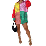 New Product Positioning Printing Color Block Shirt Dress