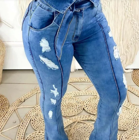 Hot Sale Fashion All-match Washed Ripped Flared Jeans