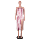 Autumn New Product Sexy Wrapped Chest Printed Split Dress