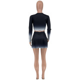 Hot Sale Gradient Slim Sports Long Sleeve + Culottes Two-piece Suit