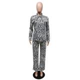 Autumn And Winter New Shirt Straight Leg Pants Printing Two-piece Suit