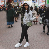 Fashion Street Hipster Camouflage Stitching Hooded Double Zipper Jacket