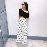 Fashionable Personality Houndstooth Print Wide Leg Pants