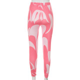 Color Printed Tight-fitting High-waisted Butt-lifting Casual Pants