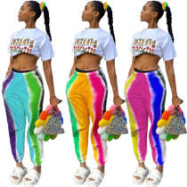 Sexy Positioning Print Rainbow Multicolor Trousers