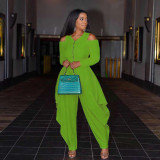 New Solid Color Strapless Long-sleeved Fashion Loose Jumpsuit