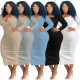 Pure Color Autumn And Winter Fat MM Bag Hip Dress