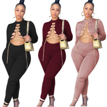 Fashion Sexy Gold Chain Tie Autumn And Winter Jumpsuit