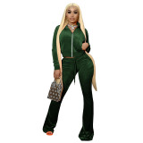 Fashion New Solid Color Cropped Flared Pants Suit