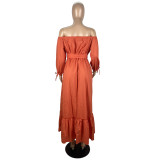 Autumn And Winter One-shoulder Loose Dress With Belt