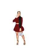 Autumn And Winter Fashion Solid Color Pleated Skirt Suit