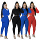 Fashion Solid Color Eyelet Tether Two-piece Suit