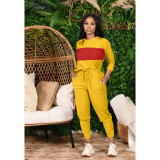 Thickened Fabric Collage Leisure Sports Two-piece Suit