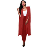 Fashionable Personality Solid Color Long Large Cloak Suit
