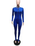 Slim-fit Sports Jumpsuit With Printed Slits For Autumn And Winter