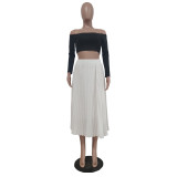Casual All-match Solid Color Chiffon Pleated Skirt