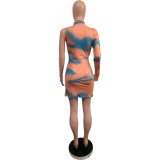 New Product In Autumn Sexy Print Cut Air Quality Dress
