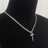 Punk Style Diamond Cross Necklace