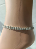 Simple Ankle Chain With Diamonds And Two Rows Of Flashing Diamonds